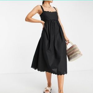 ASOS DESIGN scalloped edge cut-out back midi sundress